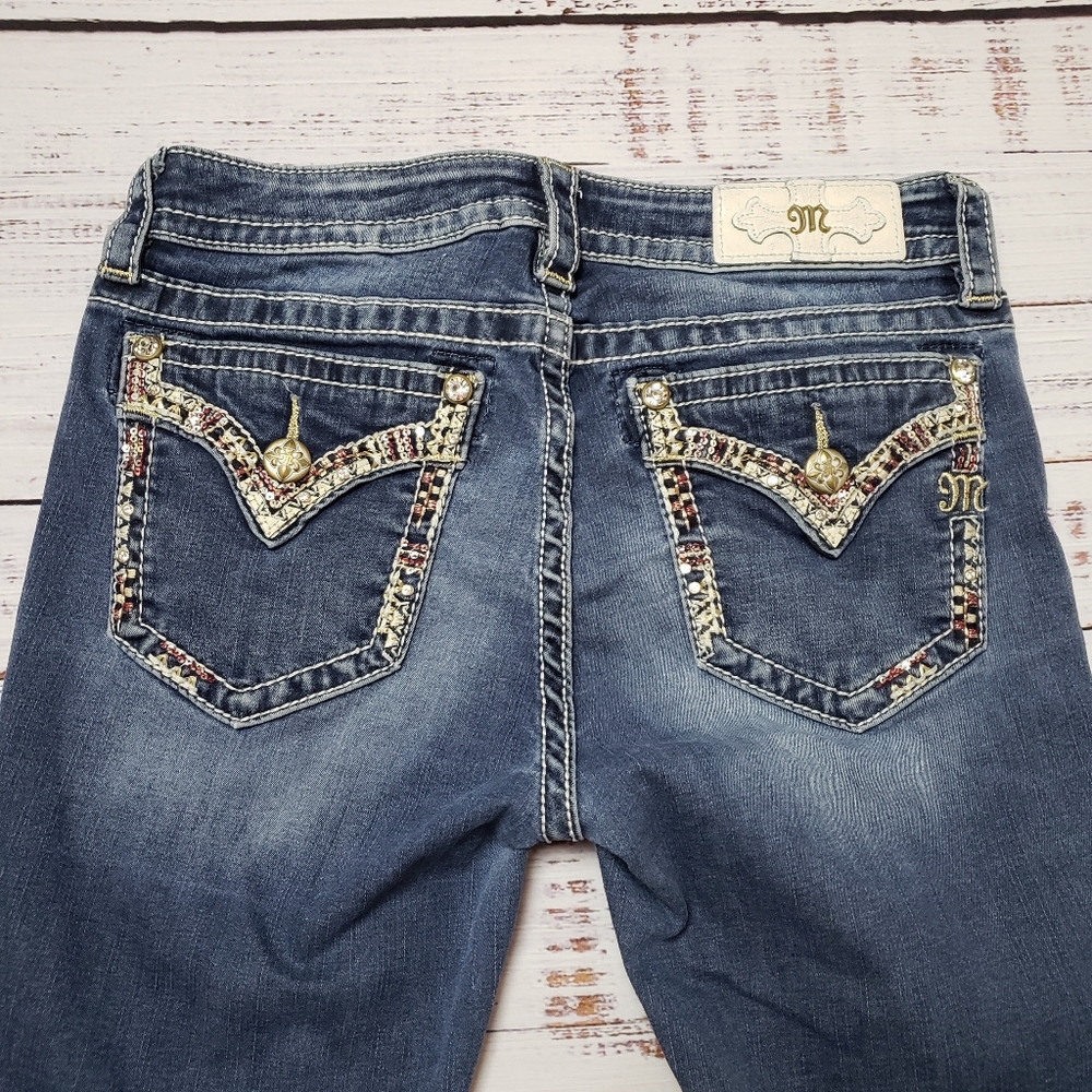 Miss Me Blue Skinny Jeans with Embellished Pockets